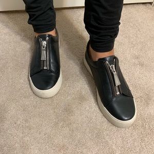 Women’s Black Frye Lena Zip Platform Sneaker